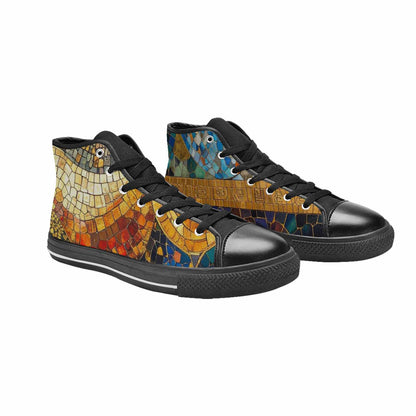 MEN'S Klimt-Style Gold Leaf High Top Canvas Wallpaper Art Custom Shoes