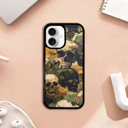 iPhone 17 Case — Military Camo Texture Combined Gothic Skulls, Custom Art Phone Cover