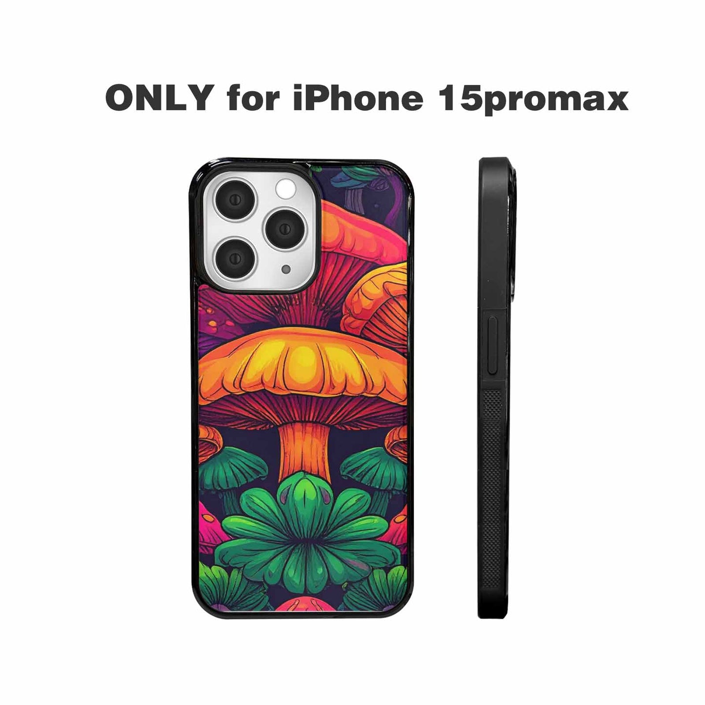 iPhone 15 Pro Max Case — Psychedelic Mushroom Cartoon Pattern, Custom Designed Case Cover