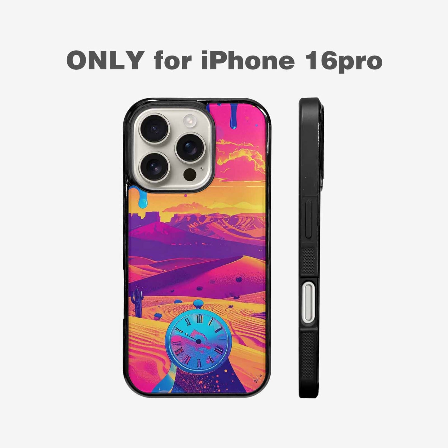 iPhone 16 Pro Case — I Surrealist Dreamscape Pattern Melting Clocks, Original Design Phone Case
