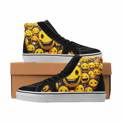 MEN'S Smiley Face Yellow High Top Canvas Custom Design Dreamcore Handmade Custom Shoes