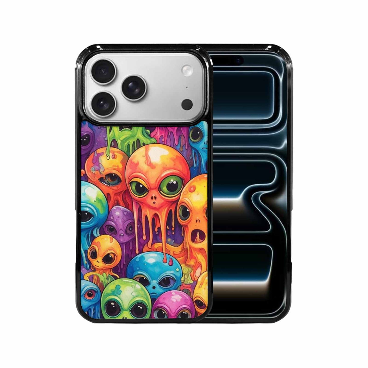 iPhone 17 Pro Max Case — Melting Aliens Pattern Alien Scifi, Custom Designed Case Cover