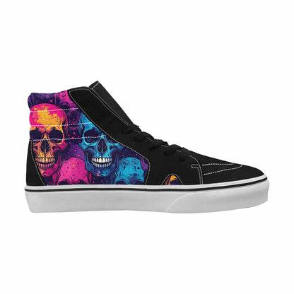 WOMEN'S Skulls Splatter Comic High Top Canvas Vibrant Chaos Sneakers