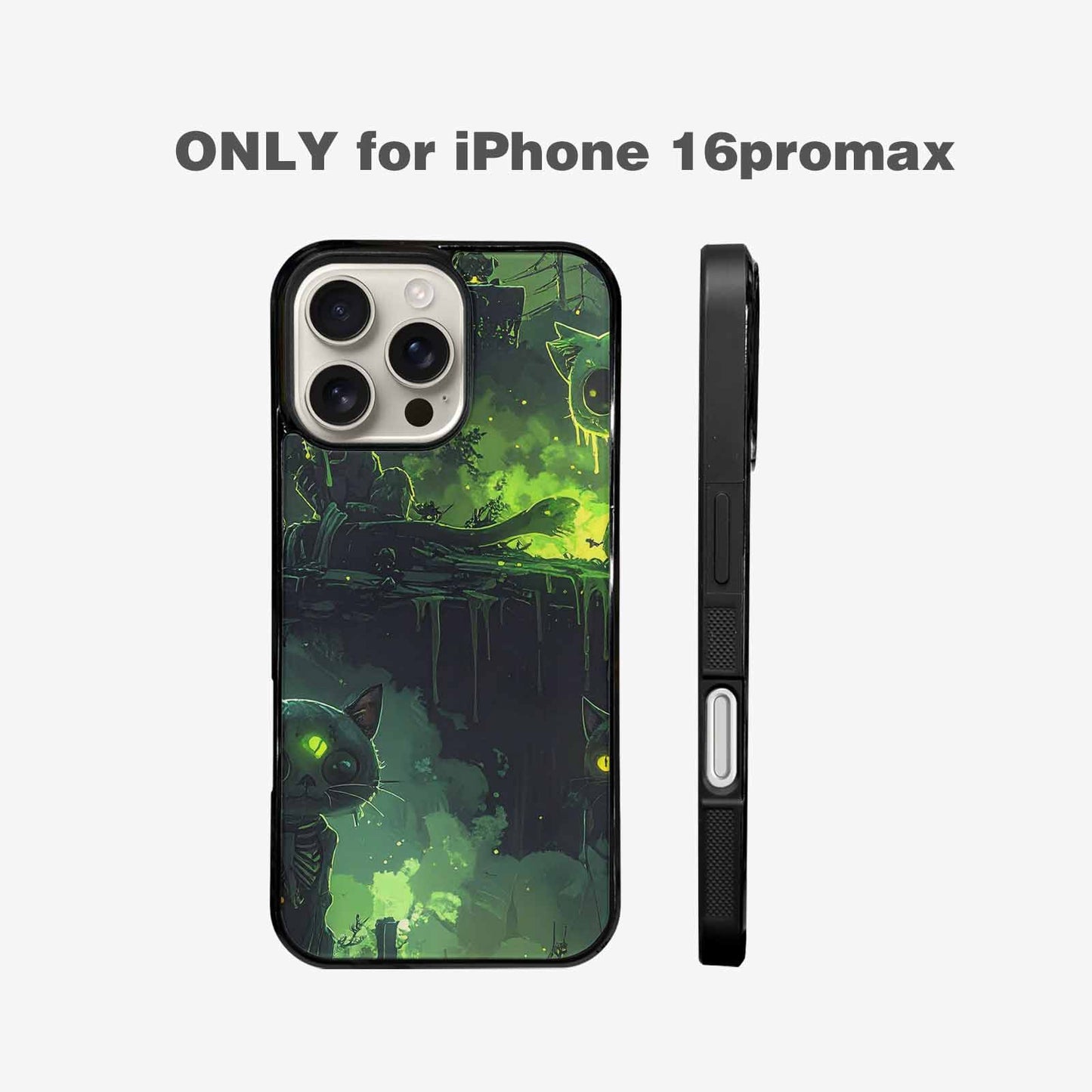 iPhone 16 Pro Max Case — Toxic Melting Skeleton Cats Small Toxic, Custom Print Case Cover