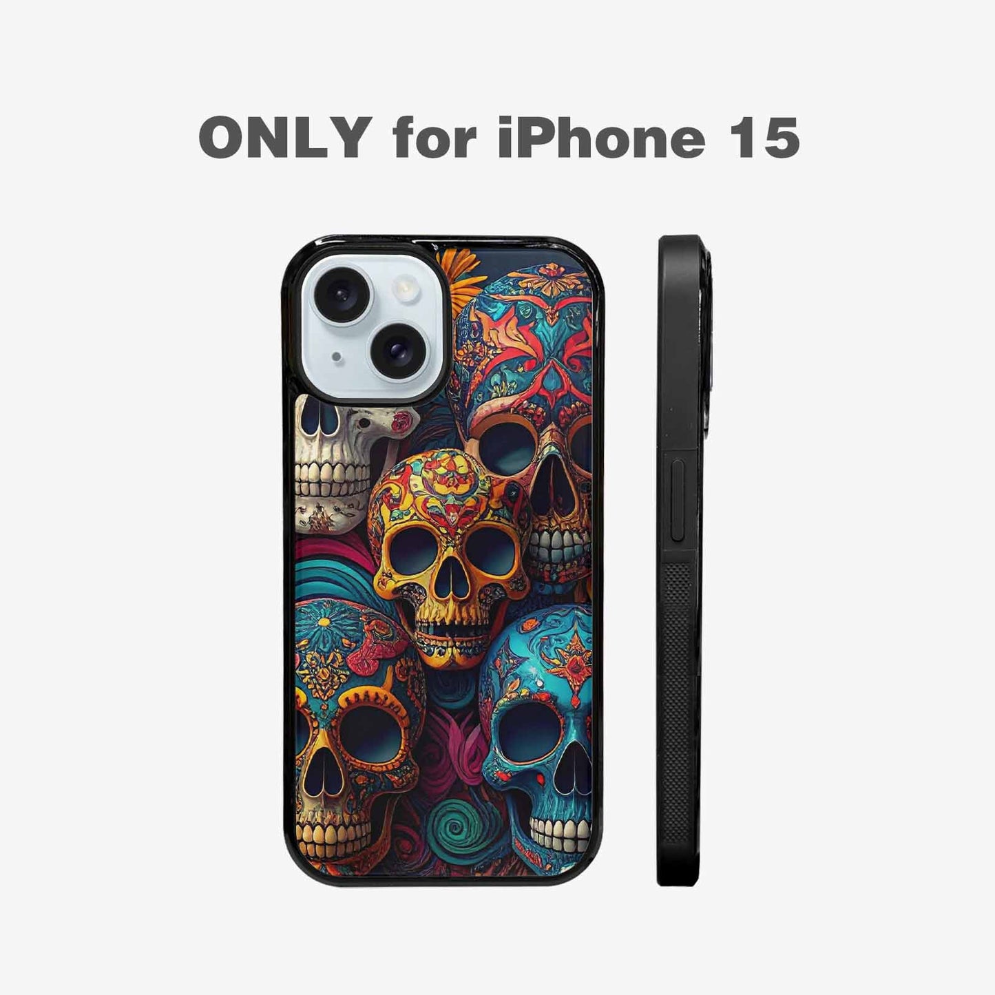 iPhone 15 Case — Skull Waves, Custom Art Phone Cover