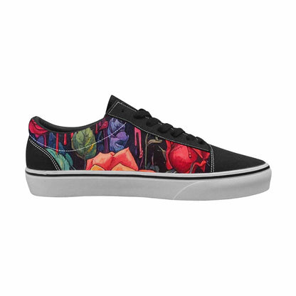 WOMEN'S Skulls Roses Skulls Roses Lace-Up Canvas Wallpaper Art Sneakers