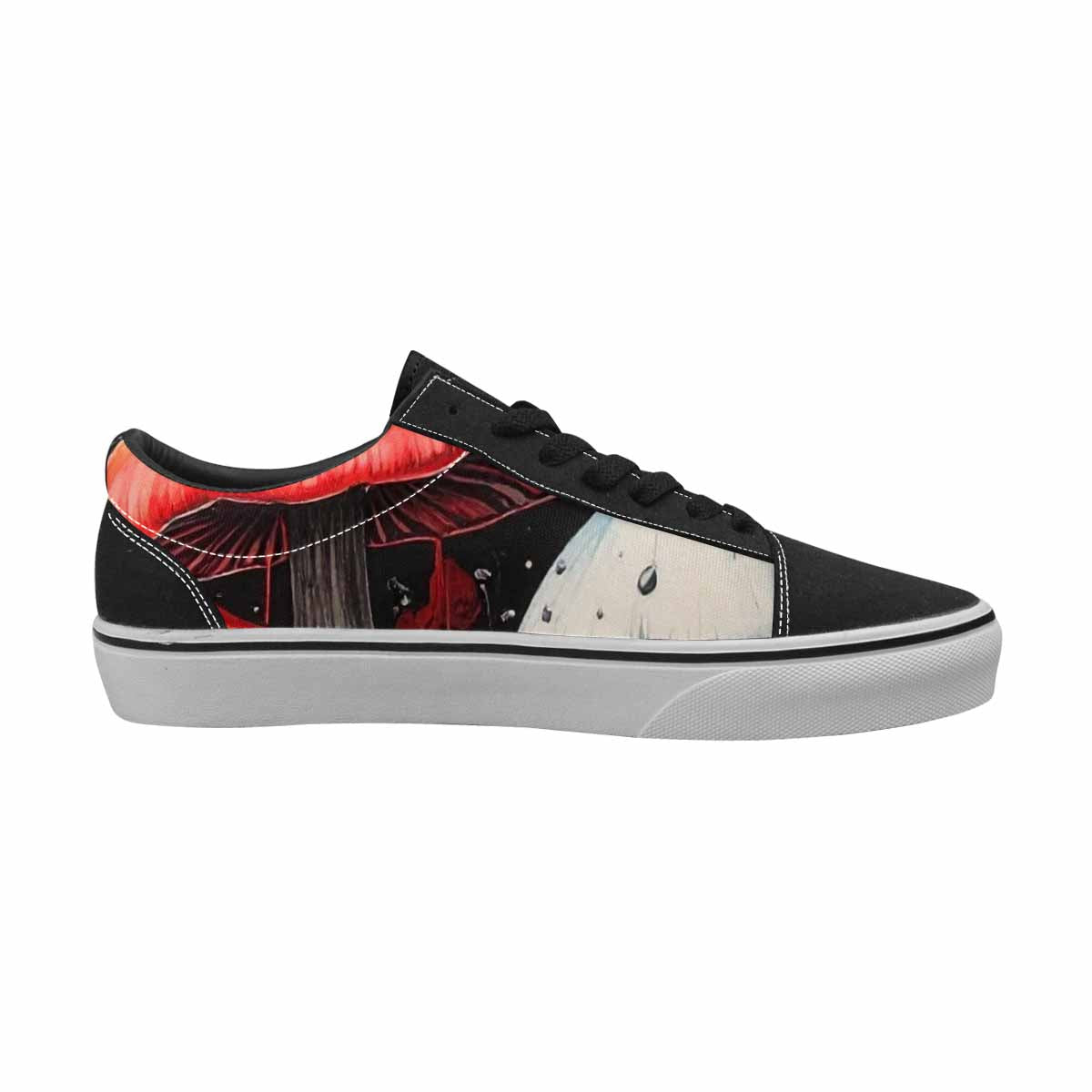 MEN'S Mushrooms Black & Red Ink Canvas Custom Design Wallpaper Art Sneakers