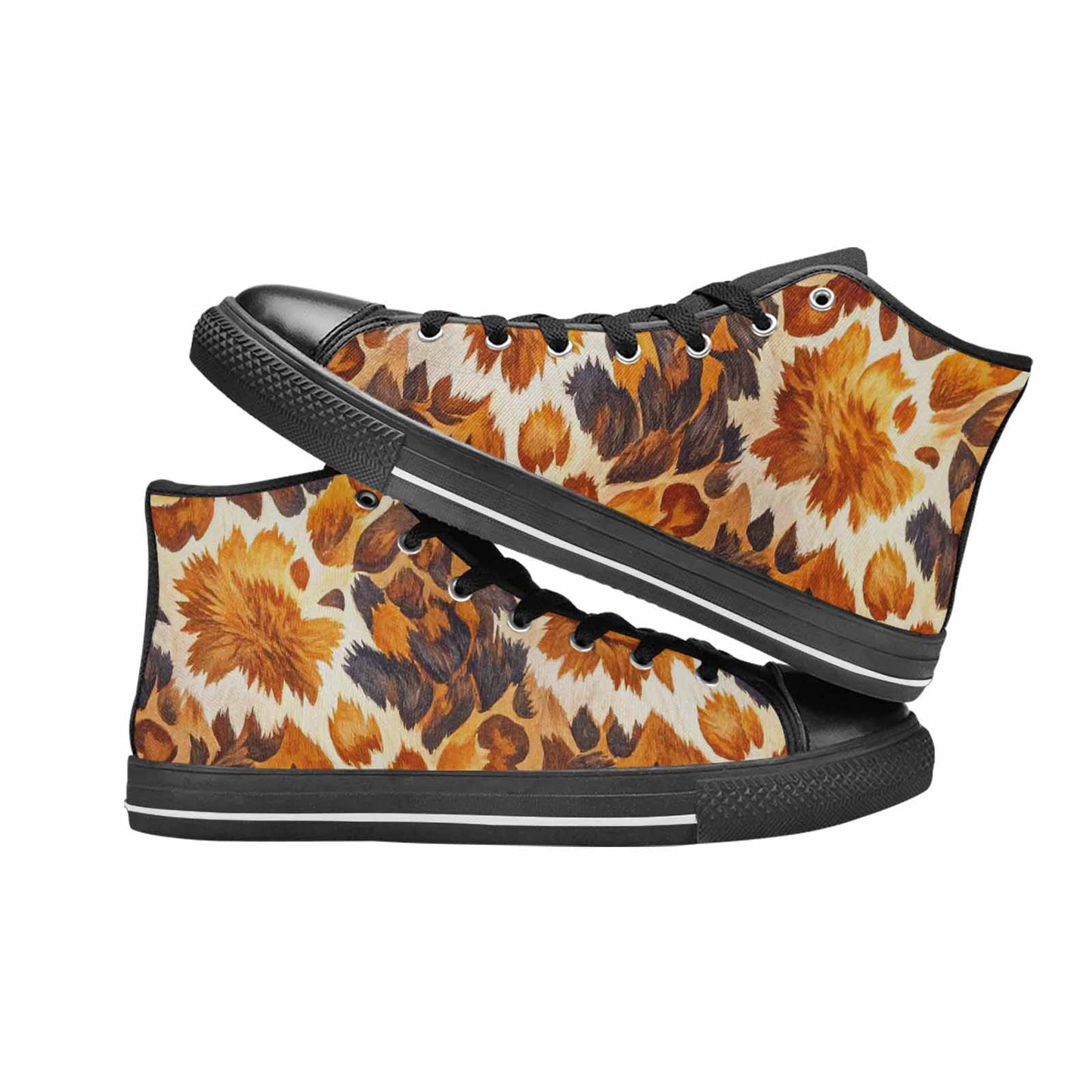 MEN'S Cow Animal Print High Top Canvas Grunge Custom Sneakers