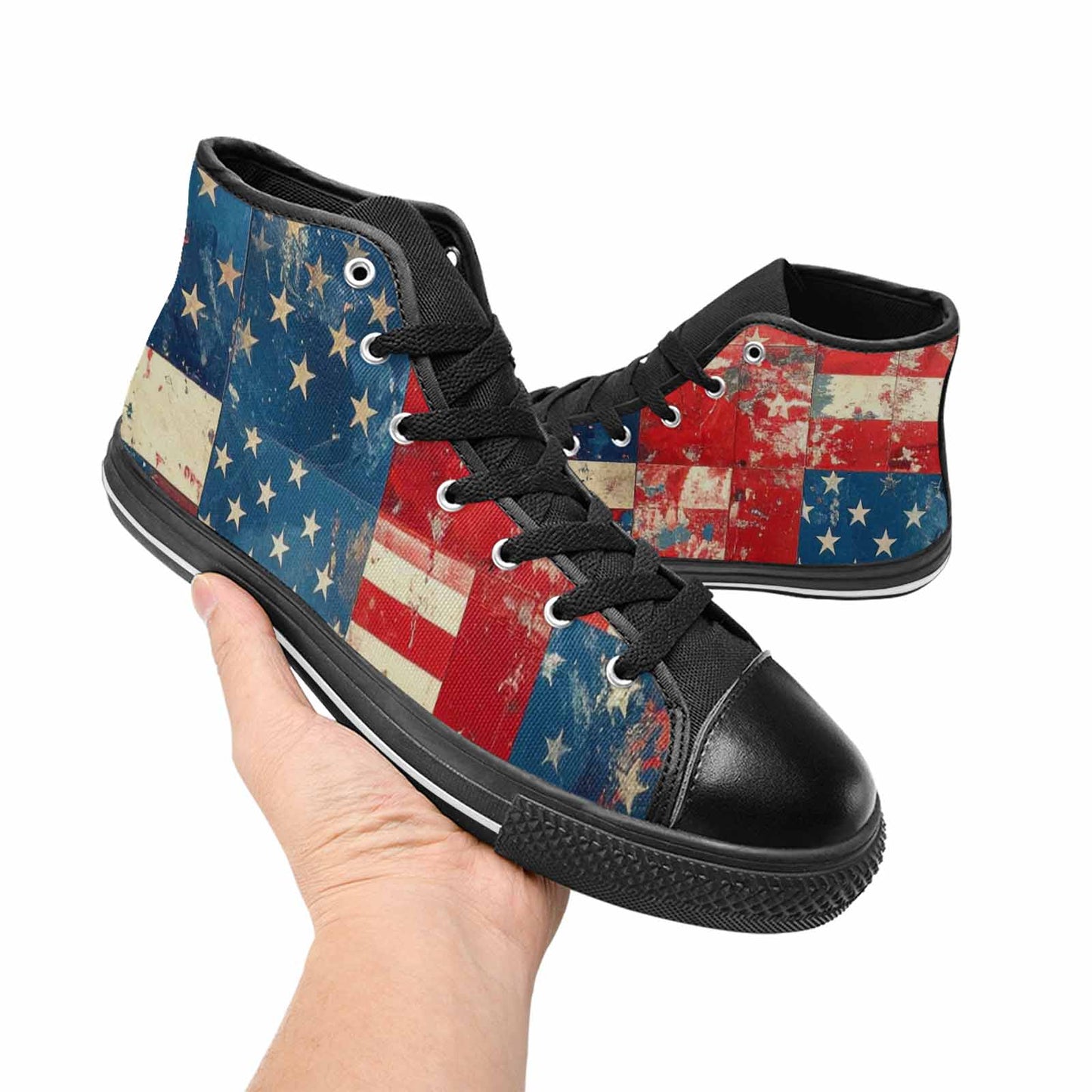 MEN'S American Flag Stars High Top Canvas Dark Academia Custom Shoes