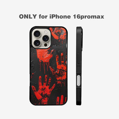 iPhone 16 Pro Max Case — Splatter Paint Art Hand Prints Black, Original Design Phone Case