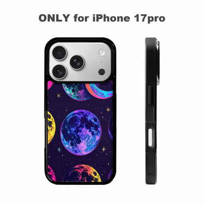 iPhone 17 Pro Case — Neon Winter Moon Seamless Cartoon Cute, Original Design Phone Case