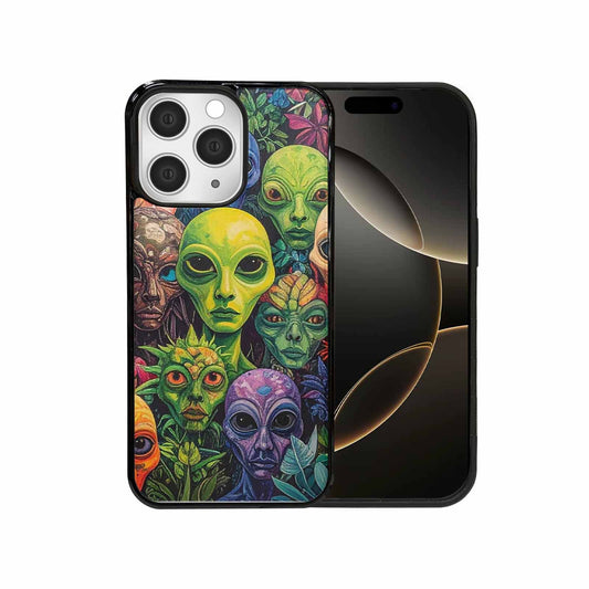 iPhone 15 Pro Max Case — Aliens Pattern Hundreds Of Sma, Custom Printed Phone Case
