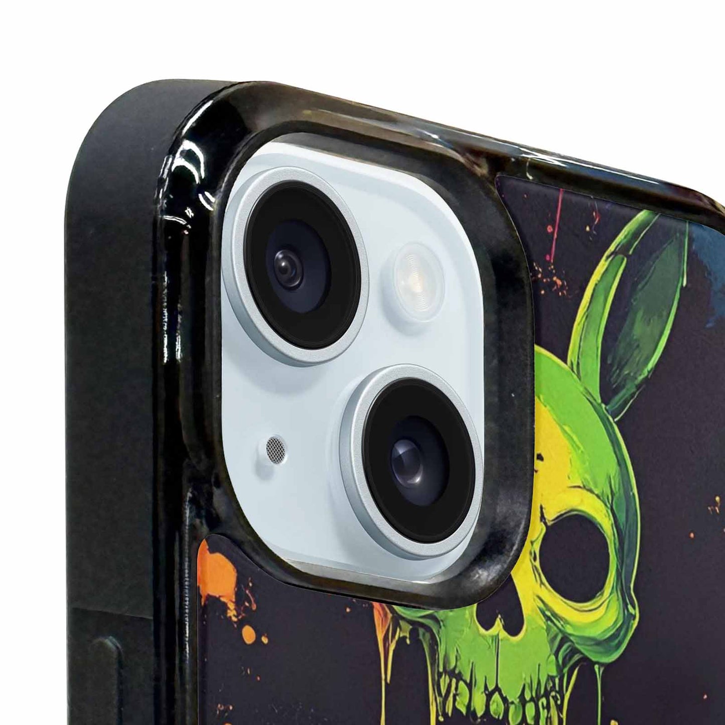 iPhone 15 Case — Radioactive Ghost Bunny Skull Sm, Custom Print Case Cover