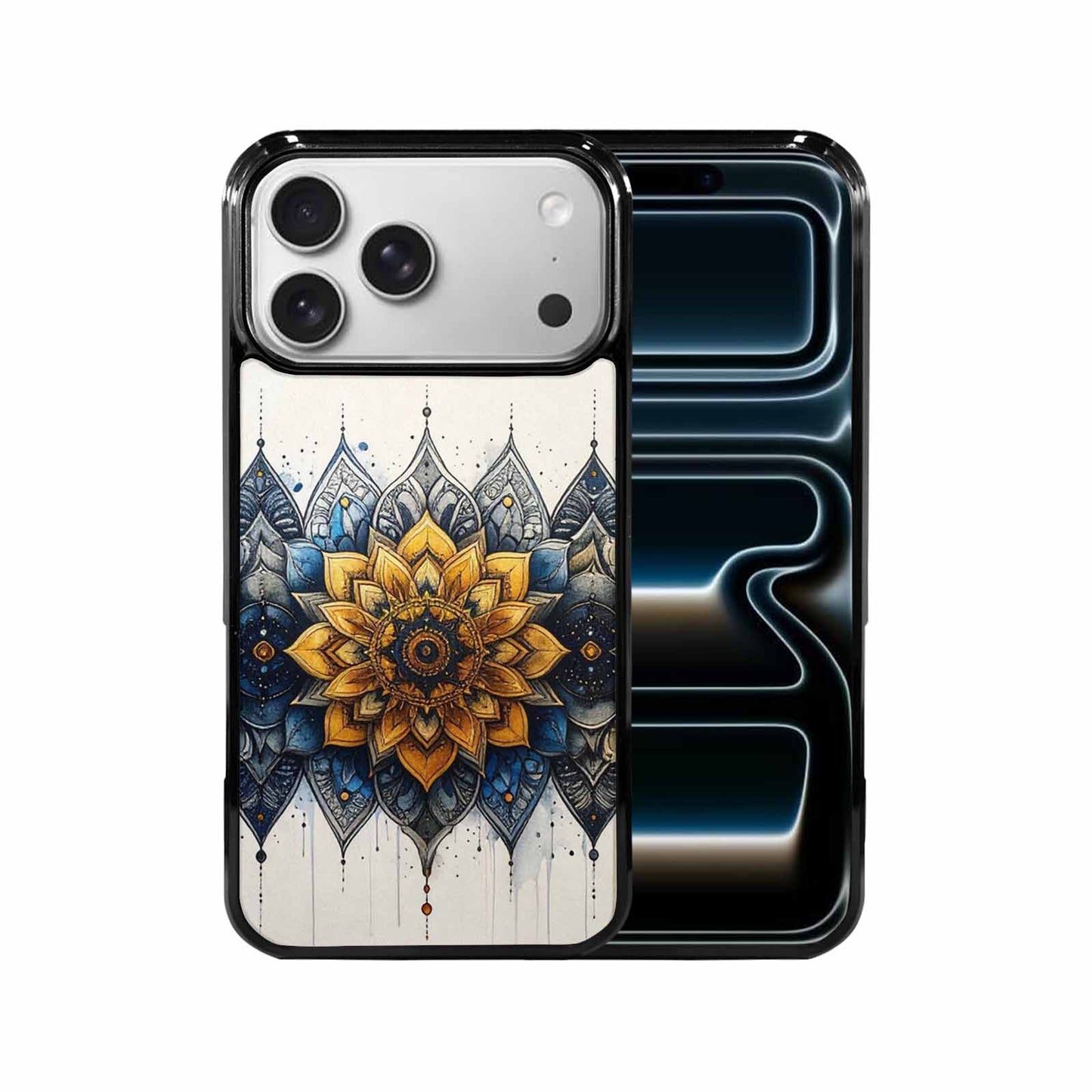 iPhone 17 Pro Max Case — Black &amp; Blue Ink Original Art, Custom Printed Phone Case
