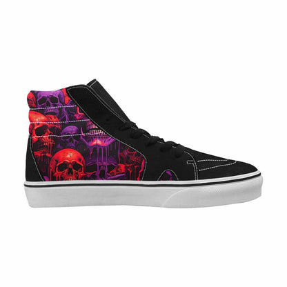 MEN'S Red + Purple Skeletons High Top Canvas Grunge Shoes