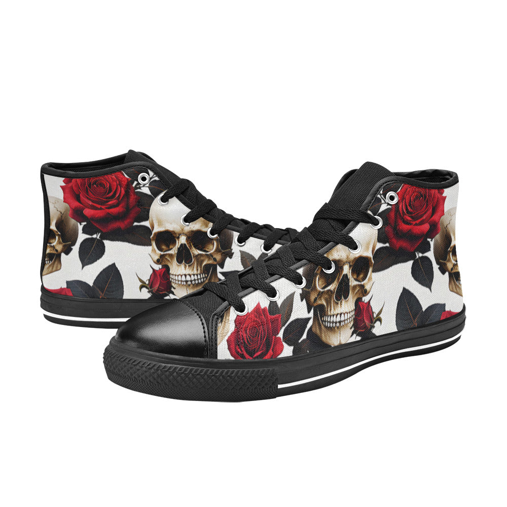 MEN'S Skulls Roses Deluxe Men’S High Top Canvas Neon Fantasy Custom Shoes