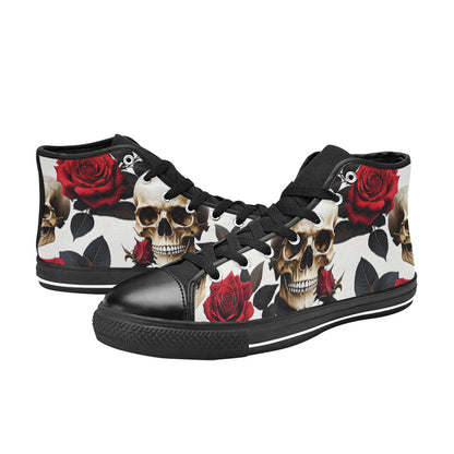 MEN'S Skulls Roses Deluxe Men’S High Top Canvas Neon Fantasy Custom Shoes