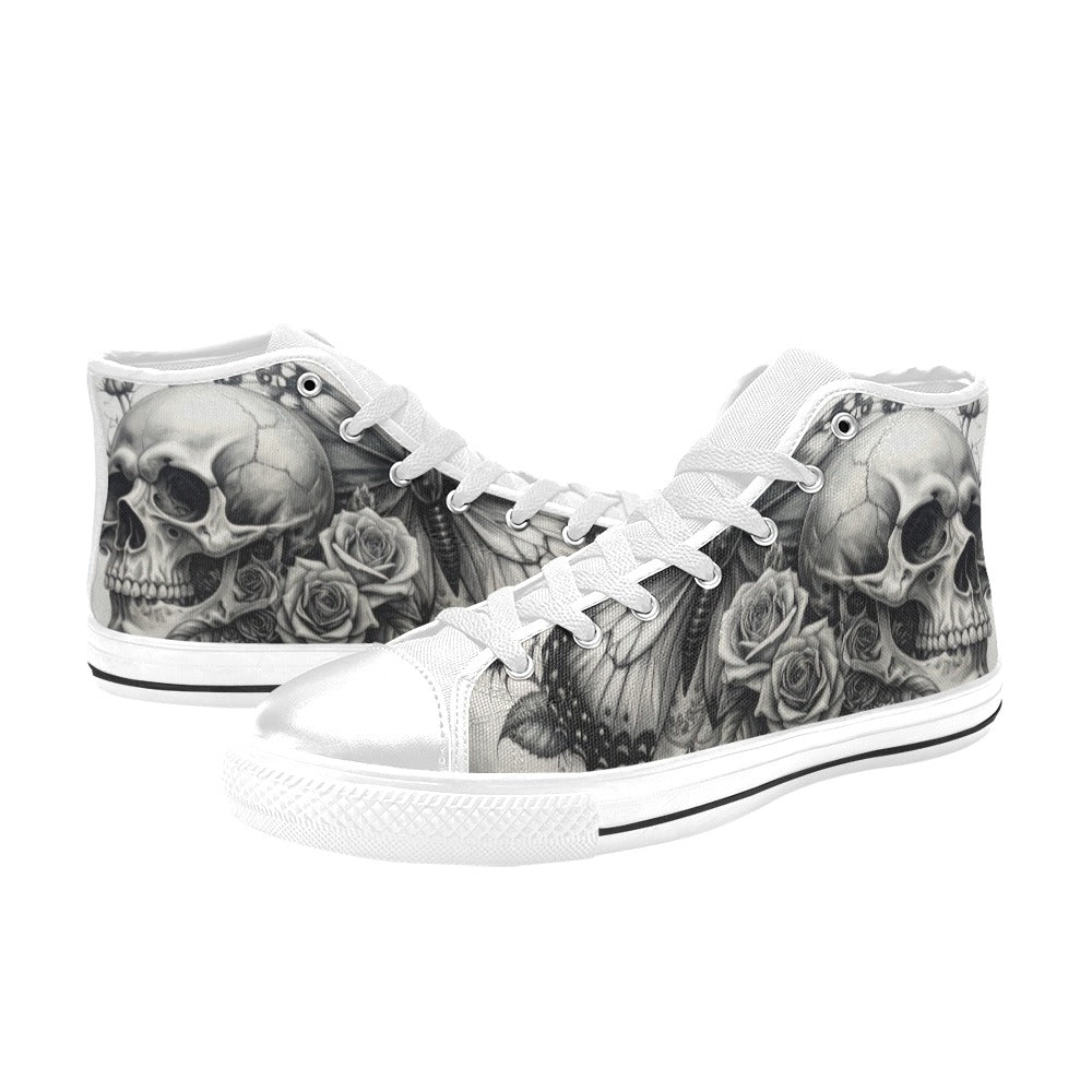 Skull Rose Gothic Men's Dark Art Canvas Shoes | Freaky Shoes®
