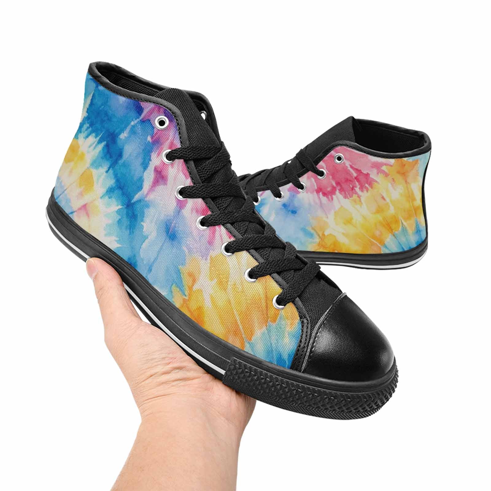 MEN'S Tie Dye Swirl High Top Canvas Vibrant Chaos Sneakers