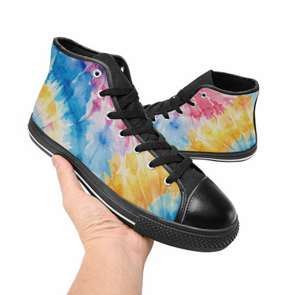 MEN'S Tie Dye Swirl High Top Canvas Vibrant Chaos Sneakers