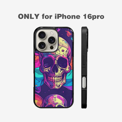iPhone 16 Pro Case — Pride Flag Skulls Seamless Pattern Vibrant, Custom Printed Phone Case