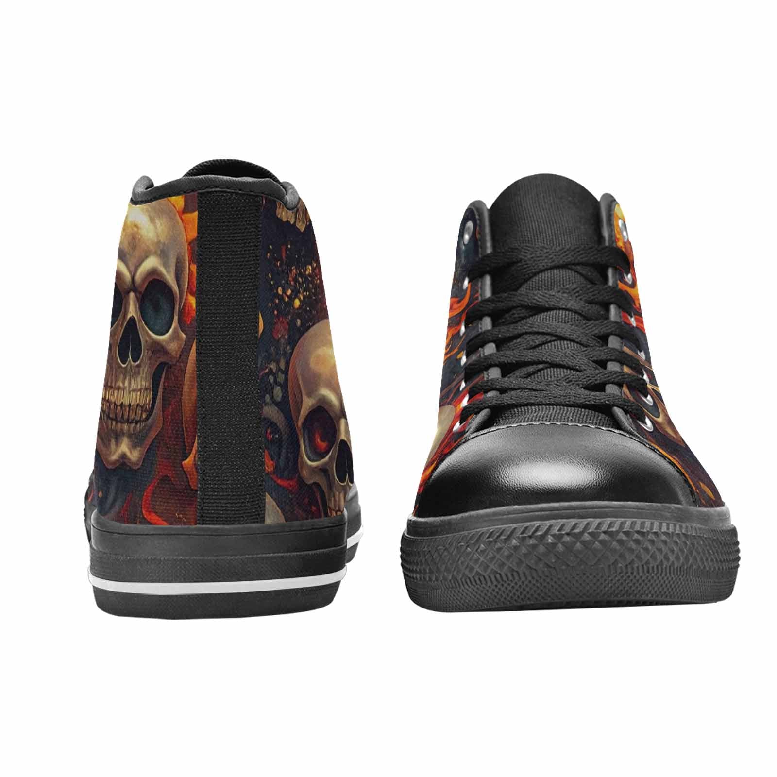 WOMEN'S Skulls - Flaming High Top Canvas Cottagecore Custom Shoes