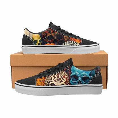 WOMEN'S Skulls  Animal Print Lace-Up Canvas Neon Fantasy Custom Shoes