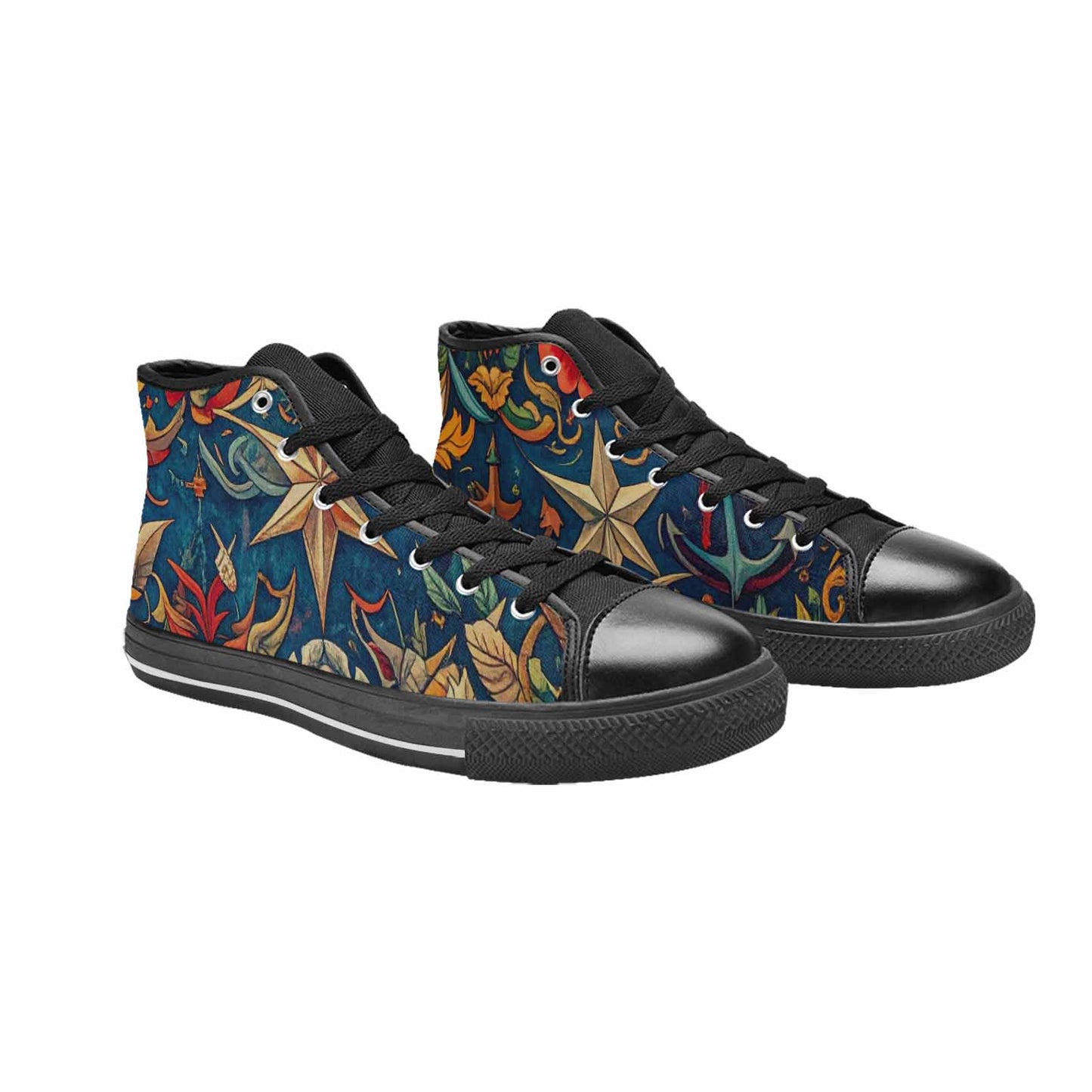 WOMEN'S Old School Tattoo High Top Canvas Dark Academia Sneakers