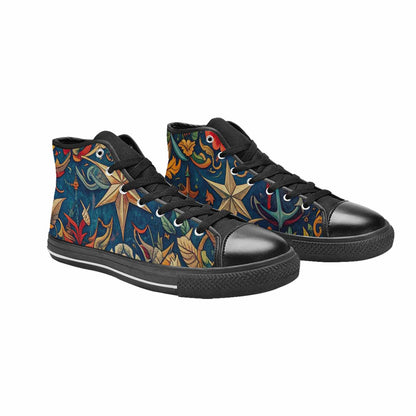 WOMEN'S Old School Tattoo High Top Canvas Dark Academia Sneakers