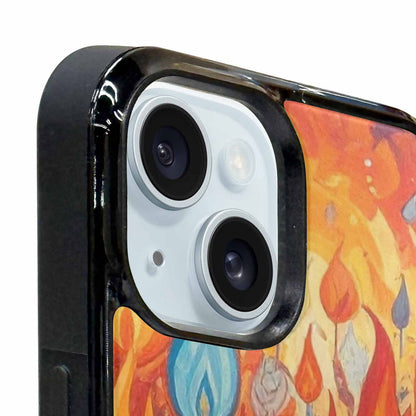 iPhone 15 Plus Case — Flame Burst Full Color Vibrant Flame, Personalized Phone Case