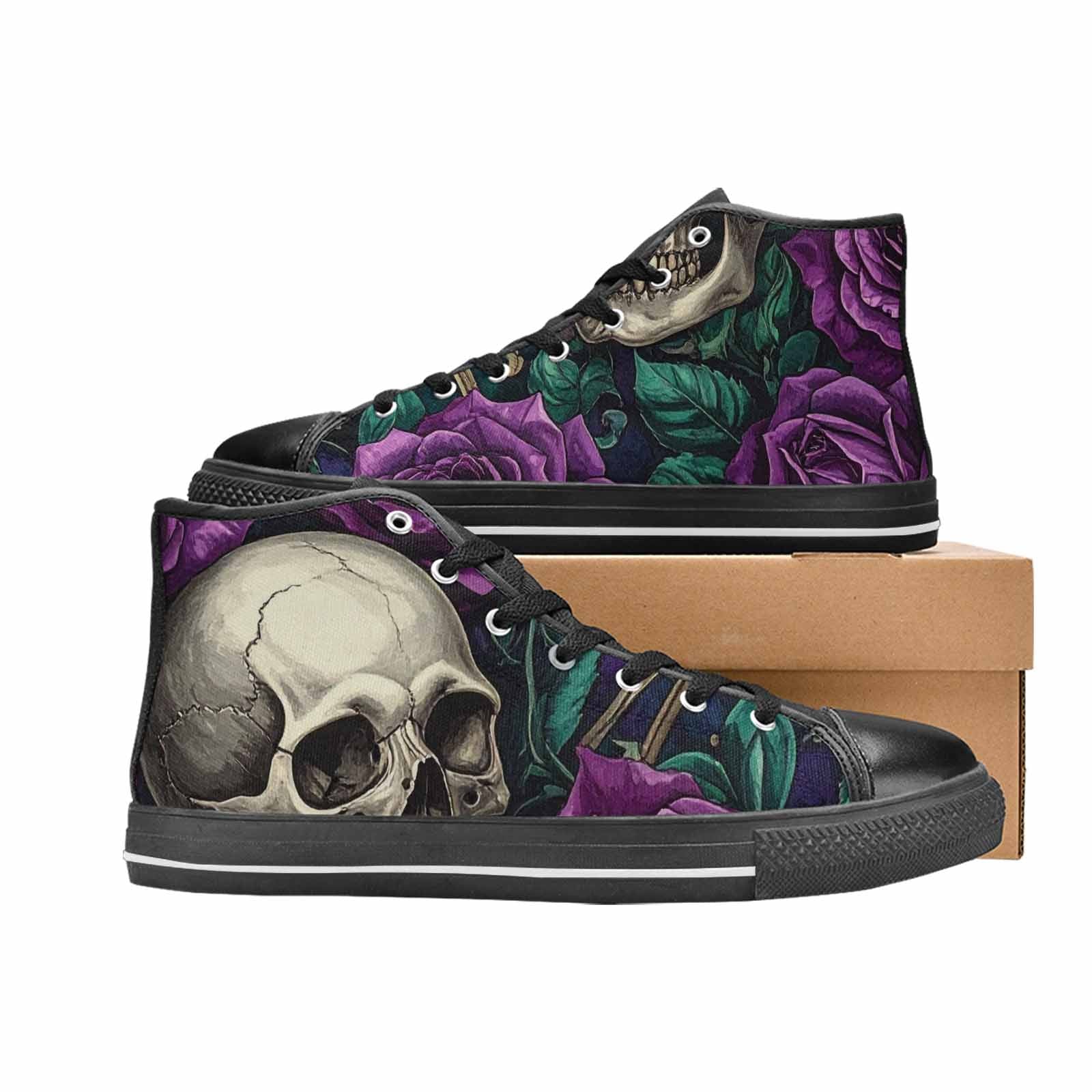 WOMEN'S Skulls Roses Gothic Filigree High Top Canvas Y2K Custom Sneakers