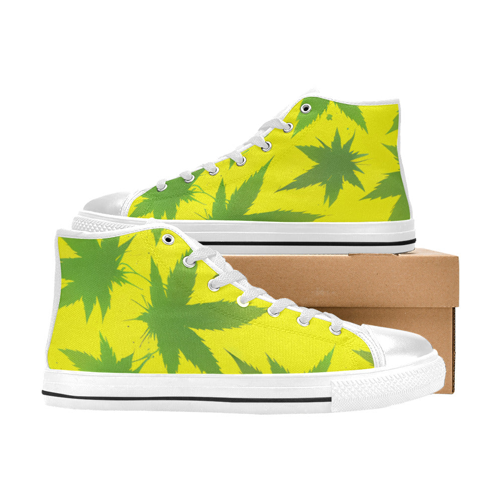 MEN'S Cc Weed Art Men’S High Top Canvas Grunge Sneakers