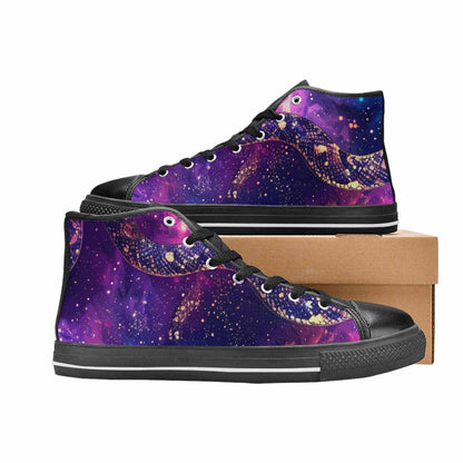 WOMEN'S Galaxy Snake Print High Top Canvas Dreamcore Custom Shoes