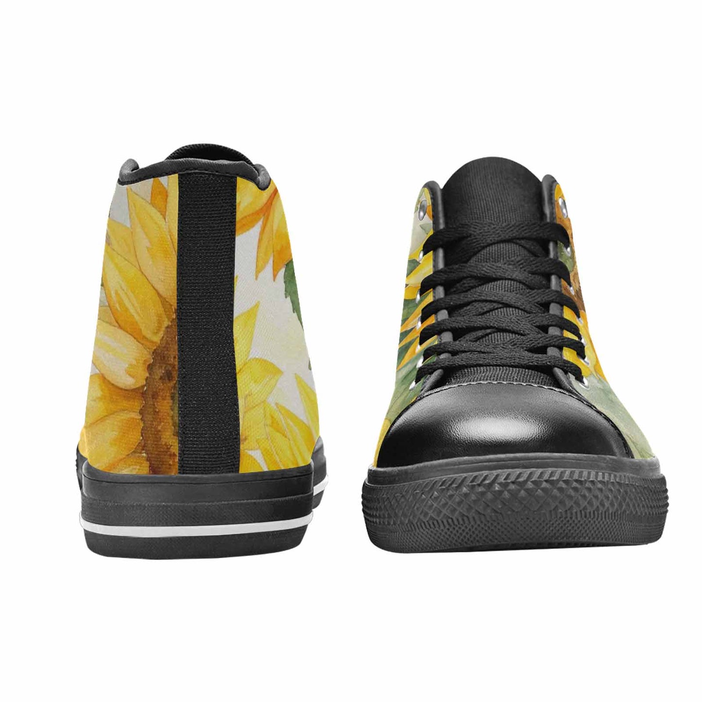 MEN'S Sunflowers Watercolor High Top Canvas Surreal Custom Sneakers