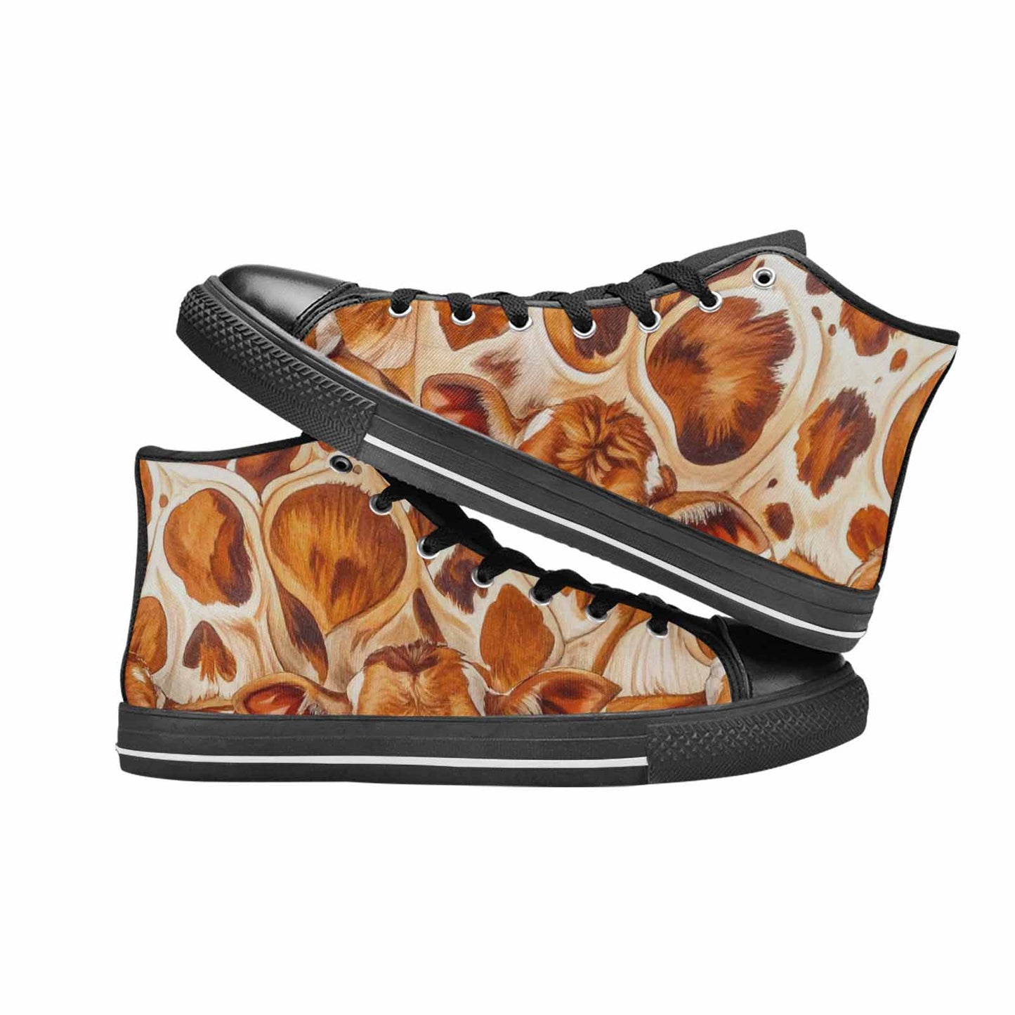 WOMEN'S Cow Animal Print High Top Canvas Vibrant Chaos Shoes