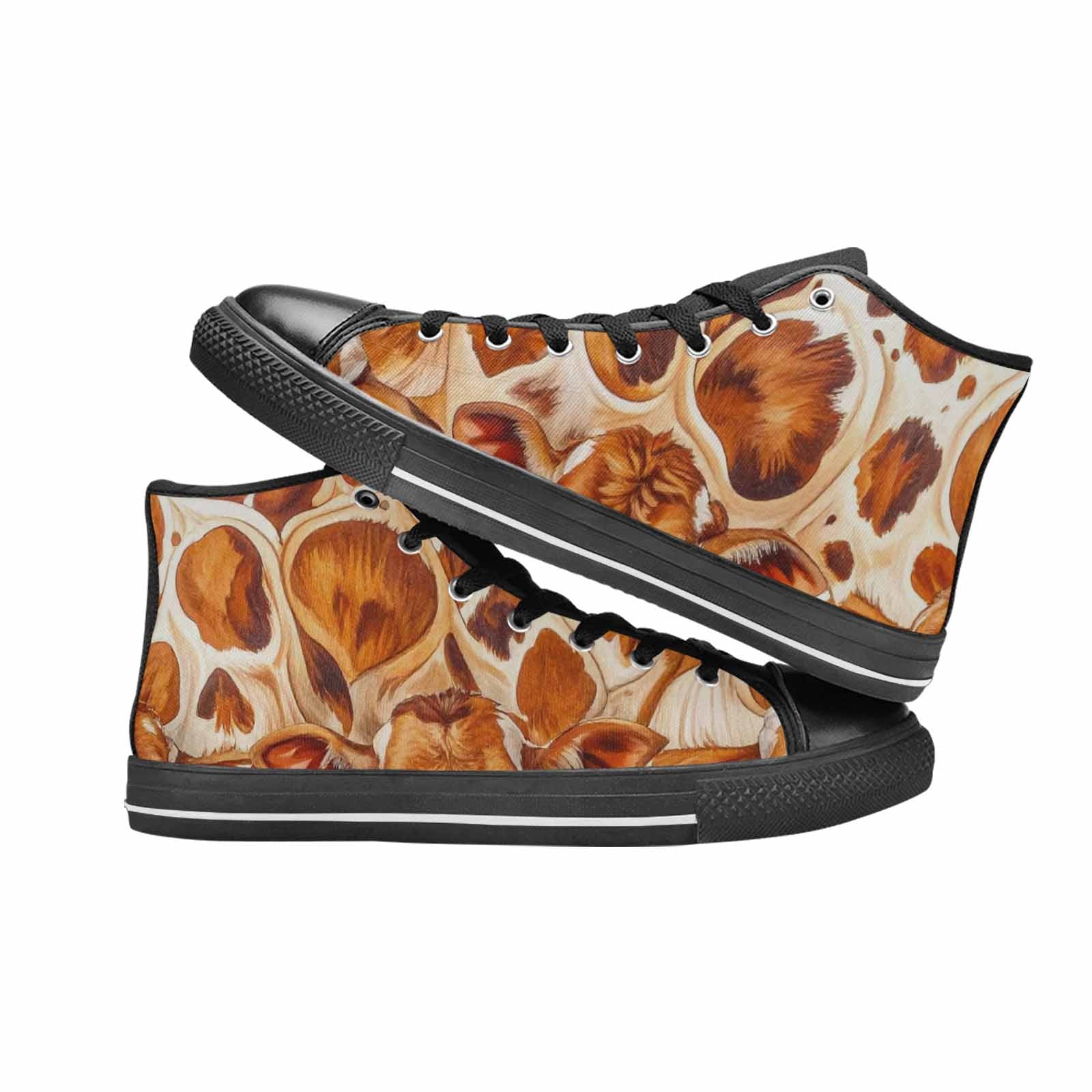 WOMEN'S Cow Animal Print High Top Canvas Vibrant Chaos Shoes