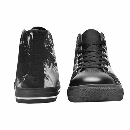 MEN'S Tie Dye Acid Wash Black White High Top Canvas Wallpaper Art Custom Sneakers