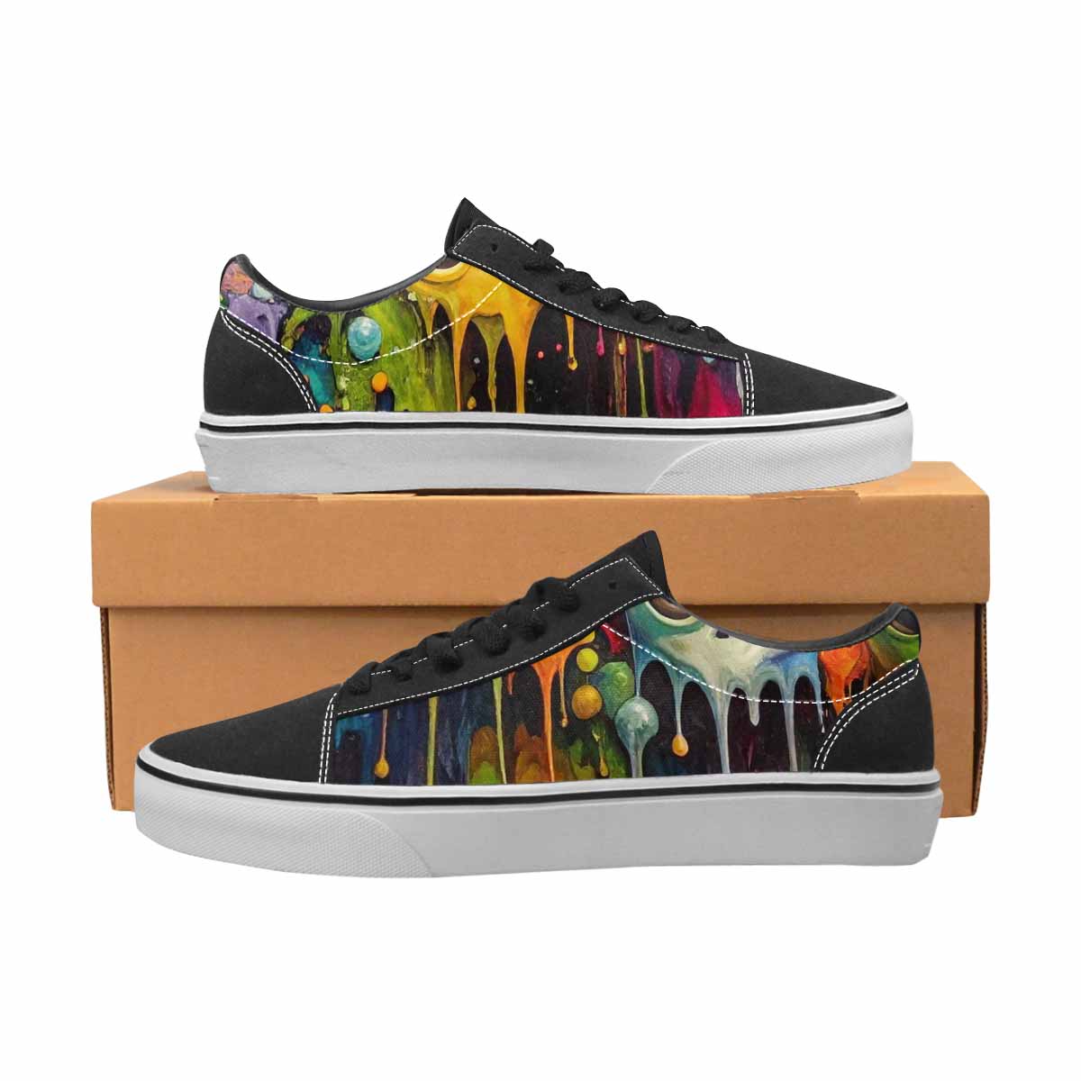 WOMEN'S Aliens  Camo Melting Lace-Up Canvas Kaleidoscope Custom Sneakers