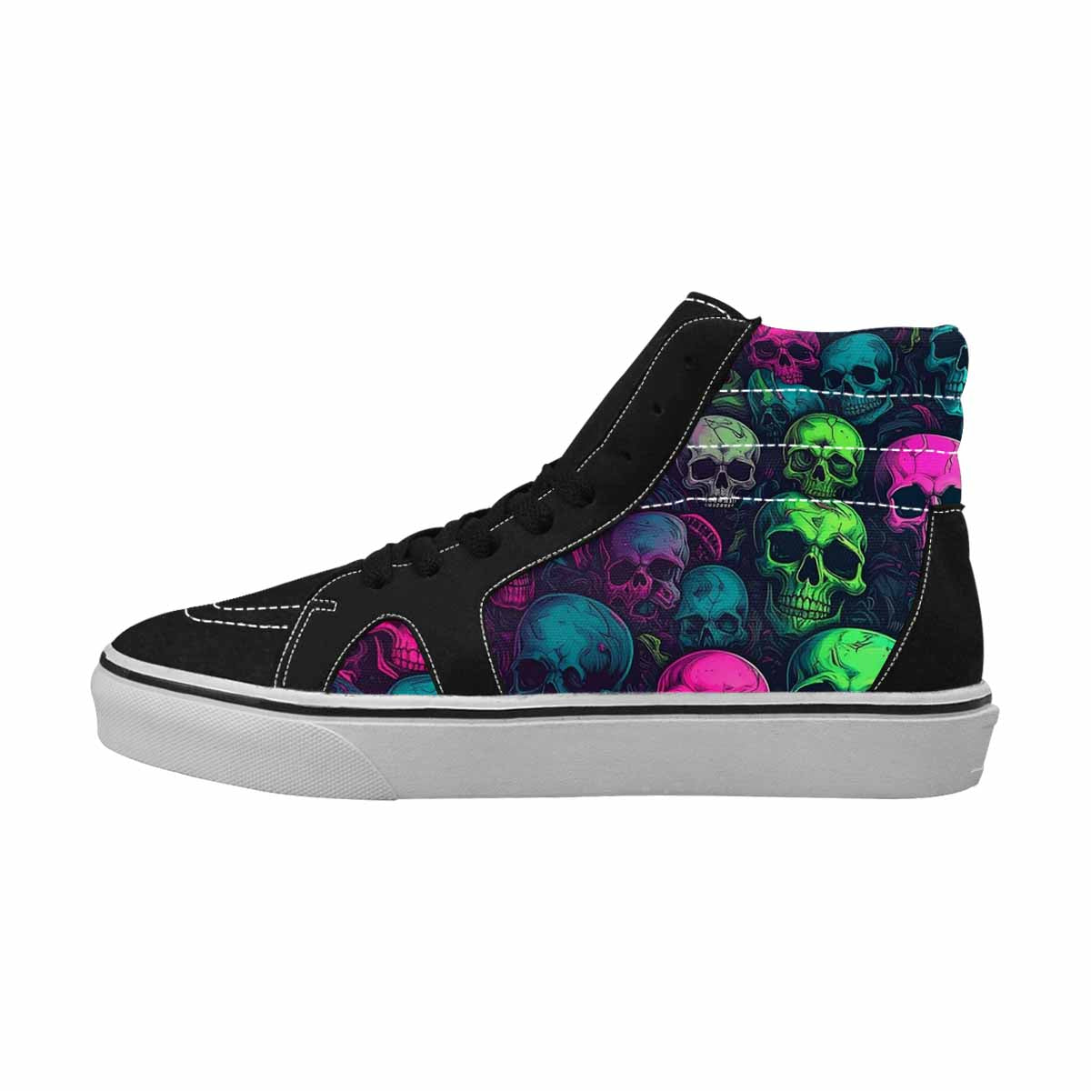 WOMEN'S Skulls - Neon High Top Canvas Cottagecore Custom Sneakers