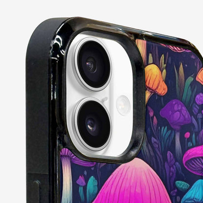 iPhone 16 Case — Mushroom Psychedelic Art Seamless Pattern Vibrant, Unique Phone Case Design