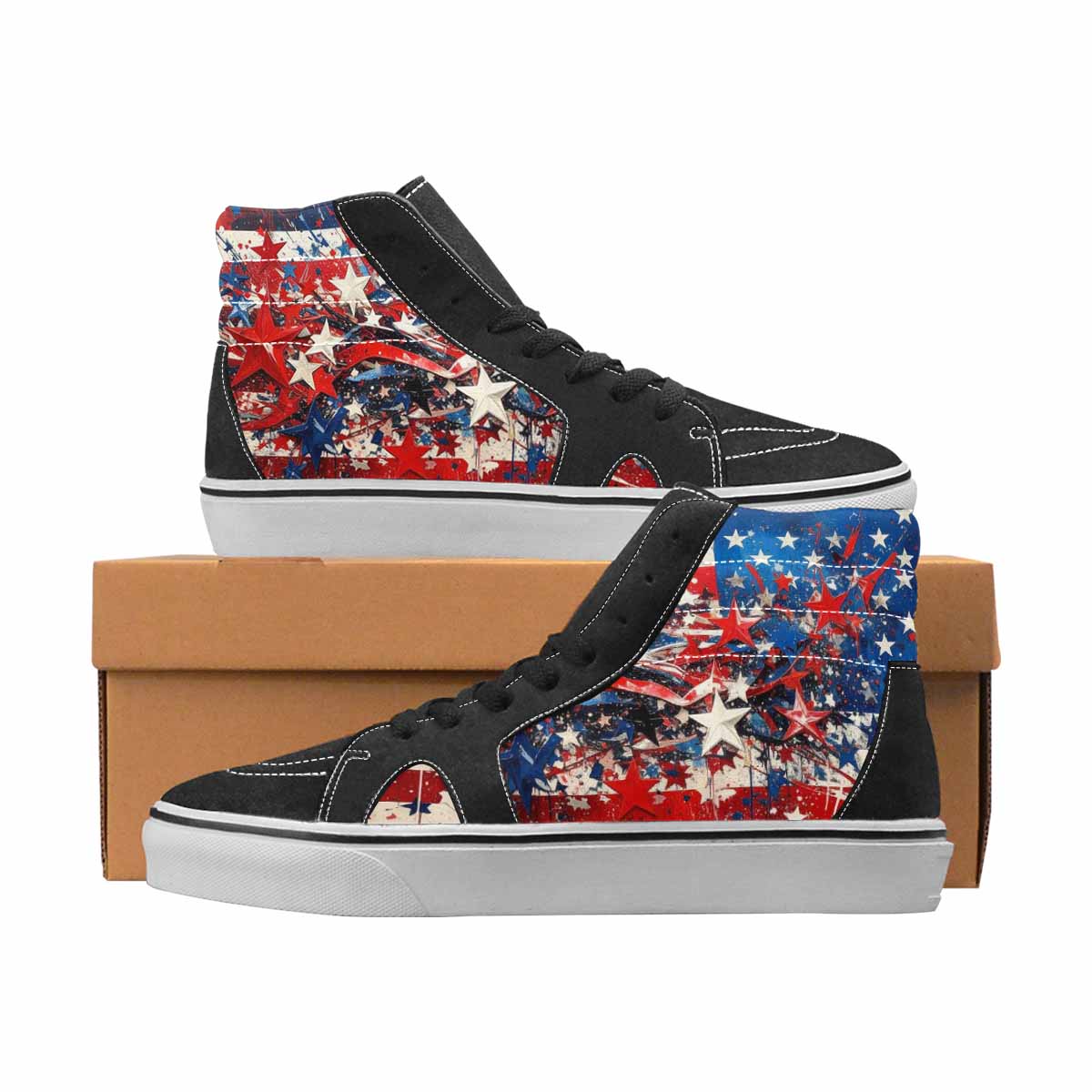 WOMEN'S Patriotic High Top Canvas Streetwear Vivid All Over Print Shoes