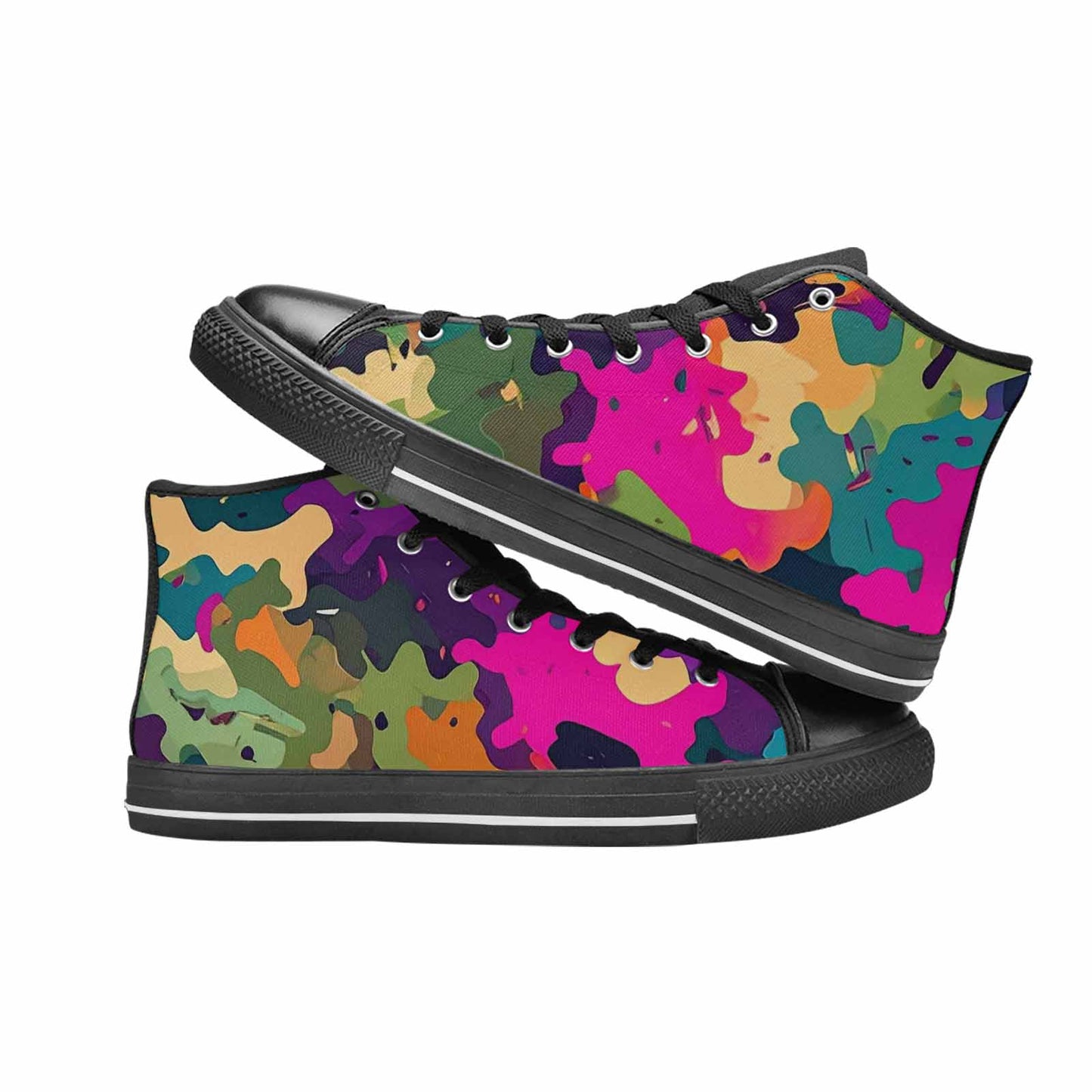 WOMEN'S Military Camouflage Blotch High Top Canvas Surreal Custom Shoes
