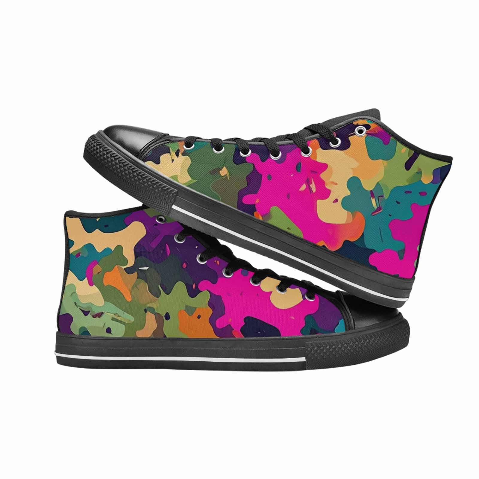 WOMEN'S Military Camouflage Blotch High Top Canvas Surreal Custom Shoes