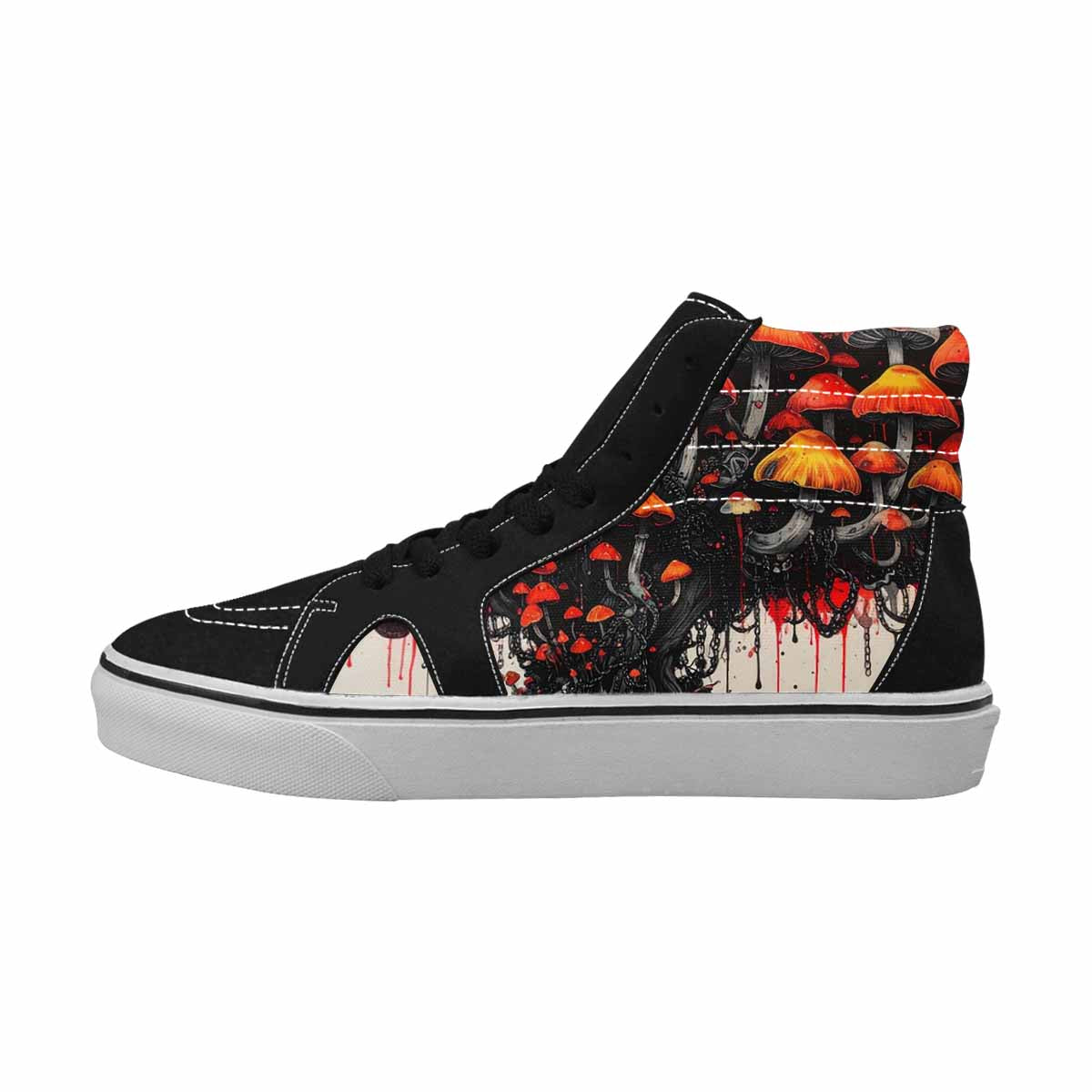 MEN'S Rainbow Drip Mushrooms High Top Canvas Cottagecore Sneakers