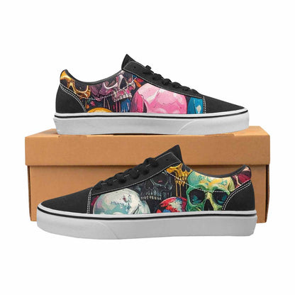 WOMEN'S Skulls  Marble Skulls Lace-Up Canvas Kaleidoscope Custom Sneakers
