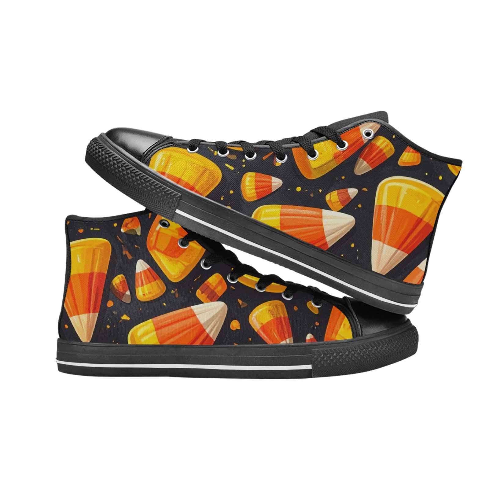 MEN'S Halloween Candy Corn High Top Canvas Dark Academia Custom Shoes