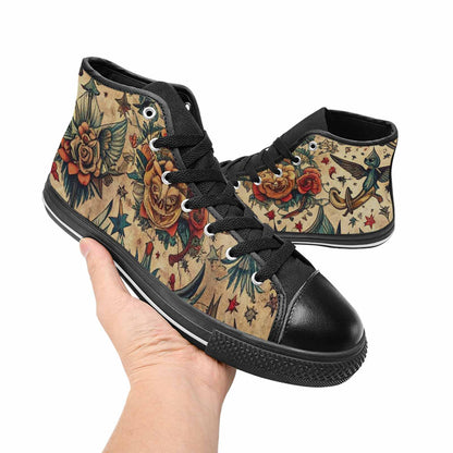 MEN'S Old School Tattoo High Top Canvas Dreamcore Shoes