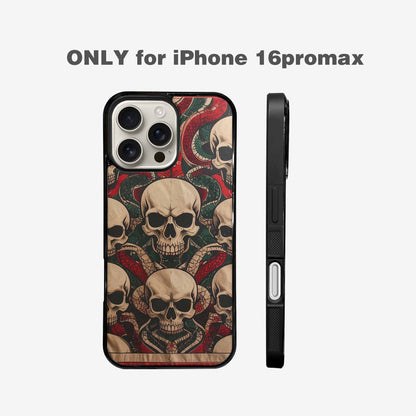 iPhone 16 Pro Max Case — Traditional Tattoo Style Skulls Entwined With, Custom Made Phone Cover