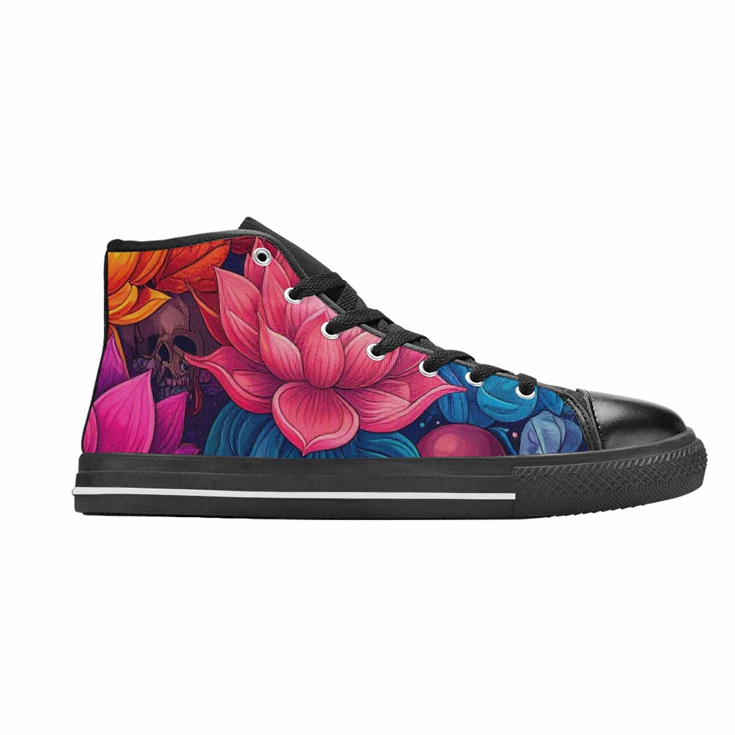 WOMEN'S Lotus Skulls High Top Canvas Dreamcore Sneakers