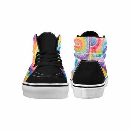 MEN'S Tie Dye Swirls Tie High Top Canvas Neon Fantasy Custom Shoes